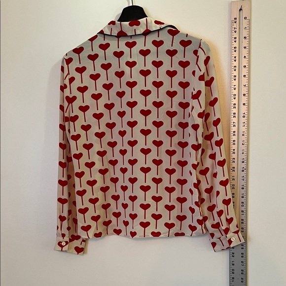Topshop Red Heart Button Down Shirt - Picture 4 of 6